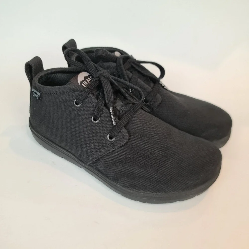 LEMS Chukka Canvas Boots Mens 7 Women's  8.5 Blackout Vegan Minimalist‎ Shoes